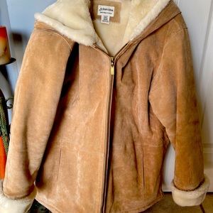 Suede tan jacket size Large Petite like new